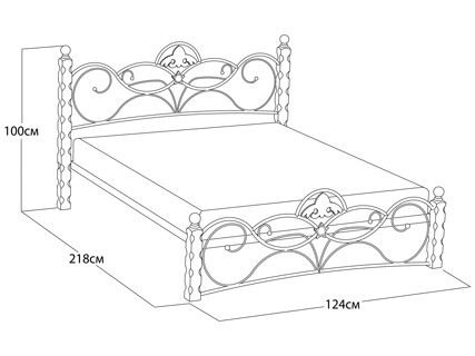Кровать Garda 2R 120x200 Металл+массив Белый - Кровать из массива березы с фигурной металлической решеткой.