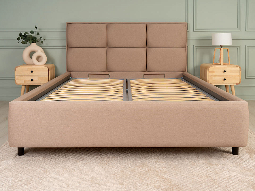 Кровать Malina 160x200 Экокожа Черный - Изящная кровать без встроенного основания из массива сосны с мягкими элементами.