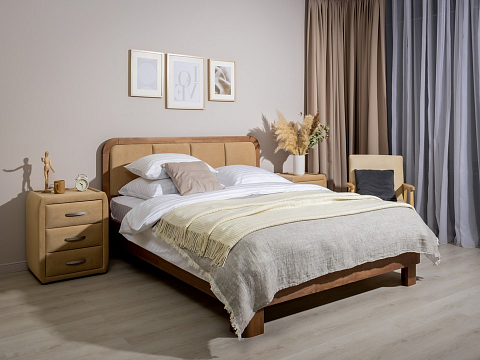 Кровать 160 на 200 Hemwood - Кровать из натурального массива сосны с мягким изголовьем