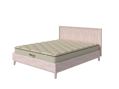 Кровать 140х190 Tempo - Кровать из массива с вертикальной фрезеровкой и декоративным обрамлением изголовья