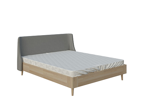 Кровать 160 на 200 Lagom Side Wood - Оригинальная кровать без встроенного основания из массива сосны с мягкими элементами.