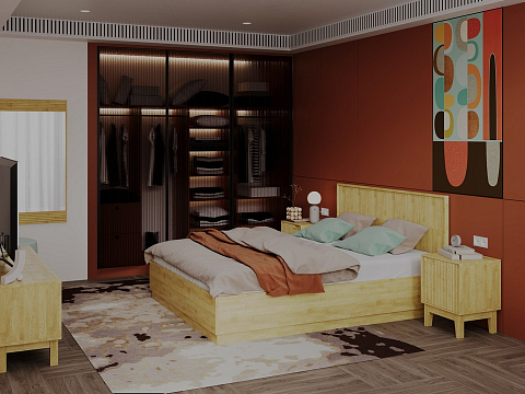Кровать премиум Tempo с подъемным механизмом - Кровать с ПМ с вертикальной фрезеровкой и декоративным обрамлением изголовья