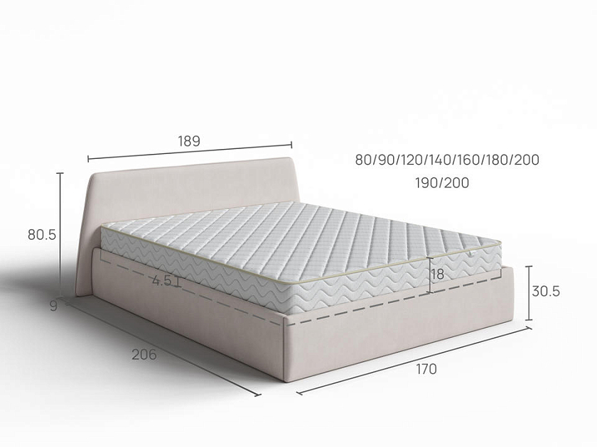 Кровать Binni для основания с ПМ 120x190 Ткань: Рогожка Тетра Бежевый - Кровать Binni для ценителей современного минимализма.