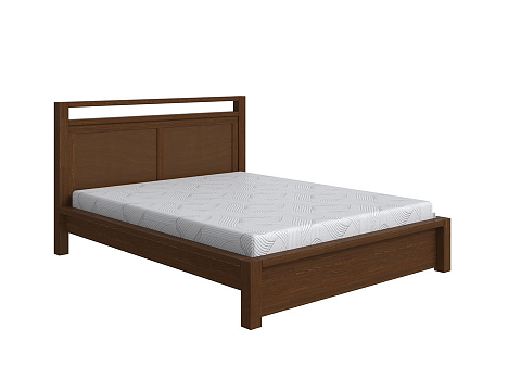 Кровать с основанием Fiord - Кровать из массива с декоративной резкой в изголовье.